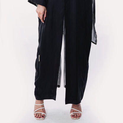 Black soft linen Abaya