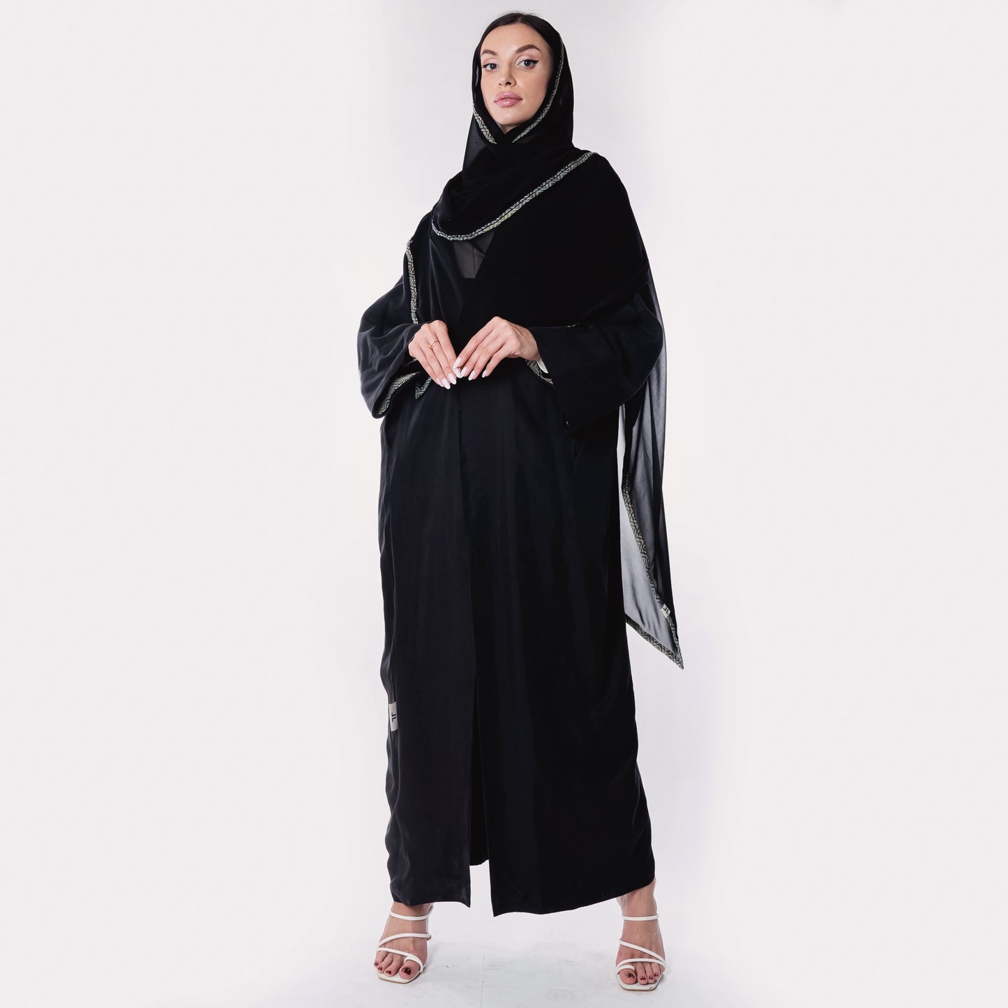 Black soft linen Abaya