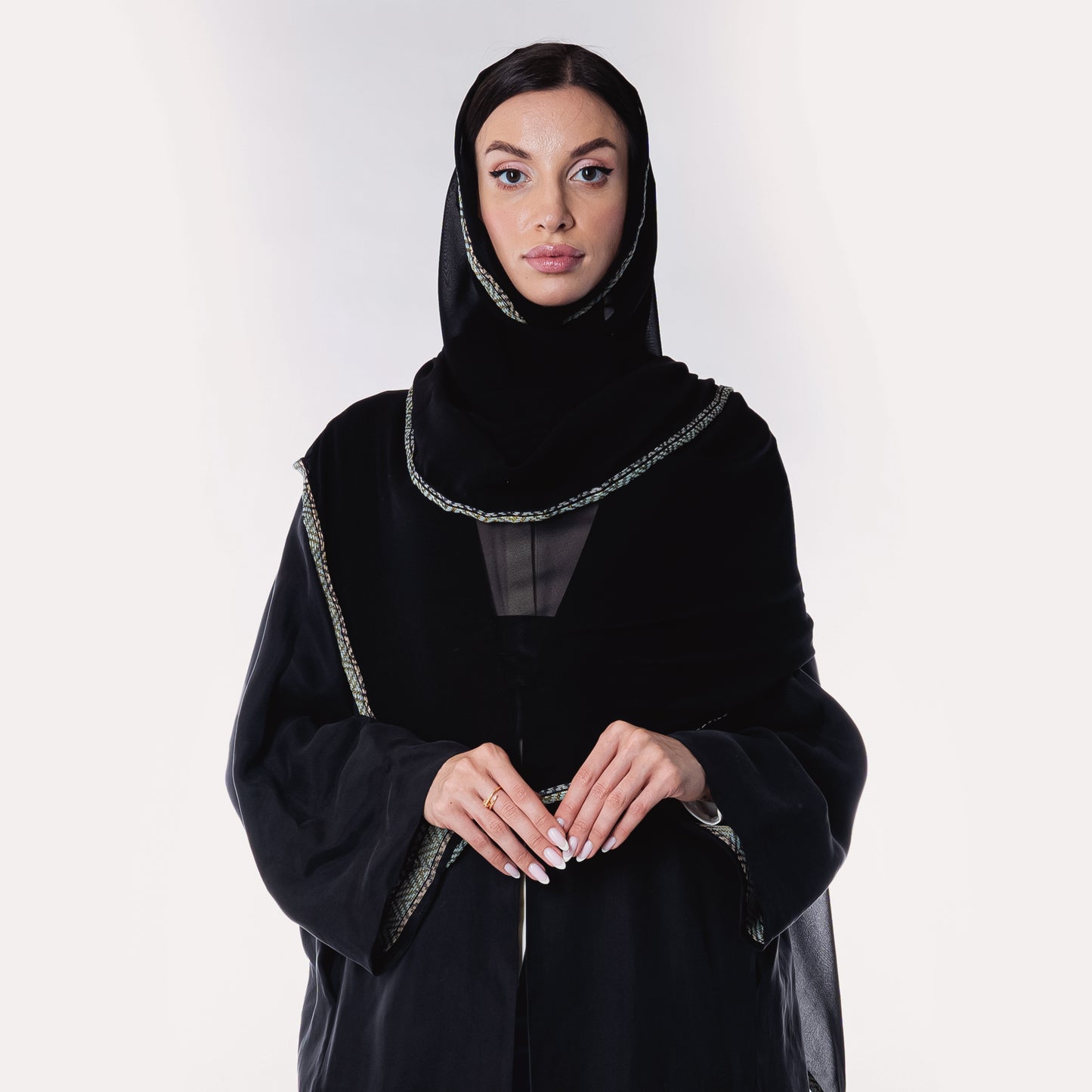 Black soft linen Abaya