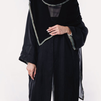 Black soft linen Abaya