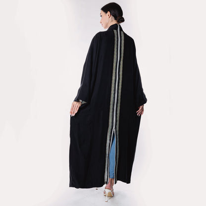 Black soft linen Abaya