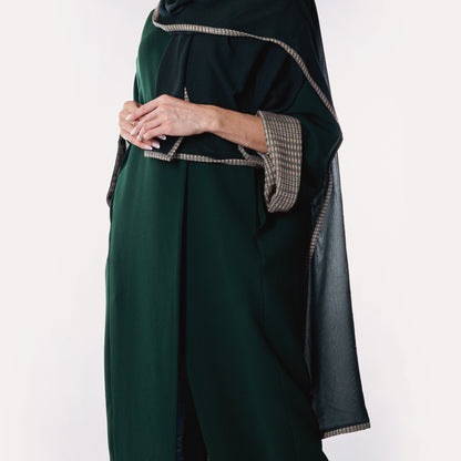 Dark Green Linen Abaya