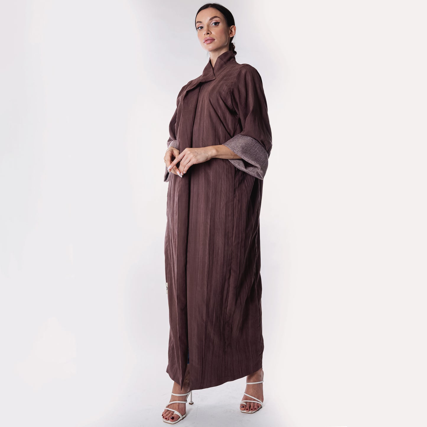 Dusty pink soft linen Abaya