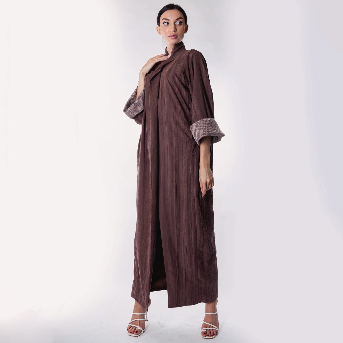 Dusty pink soft linen Abaya