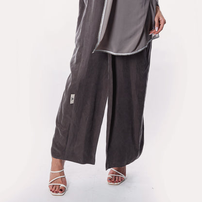 Silver orange soft linen Abaya