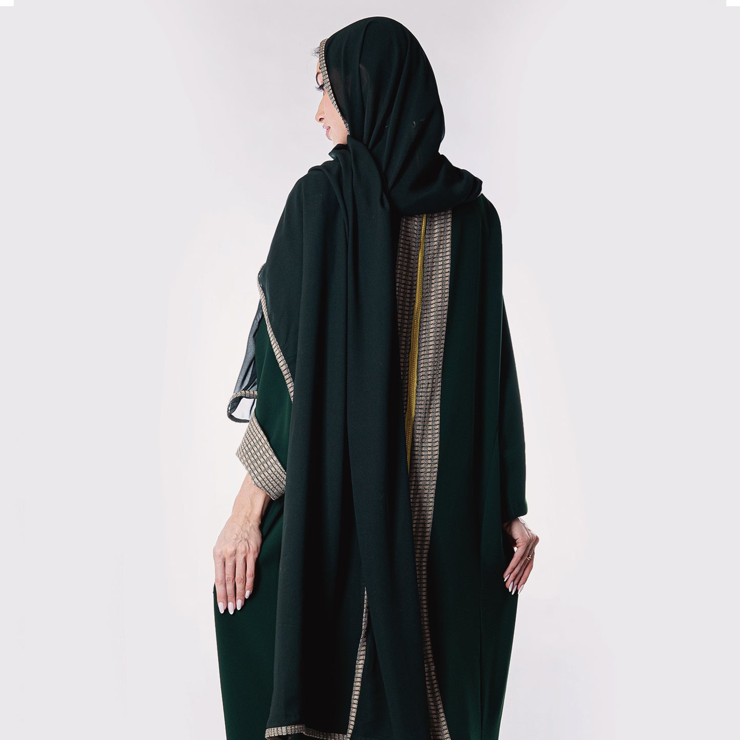 Dark Green Linen Abaya