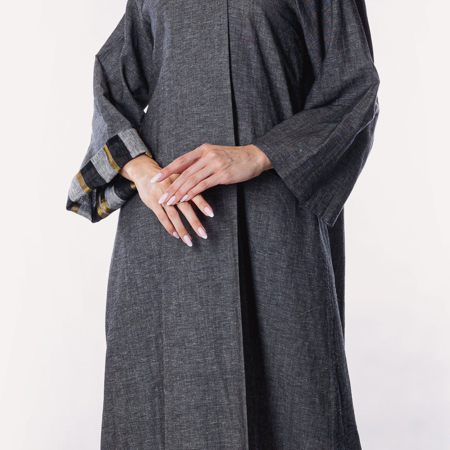 Silver linen Abaya