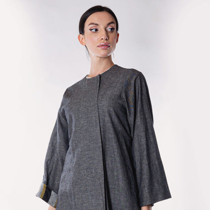 Silver linen Abaya