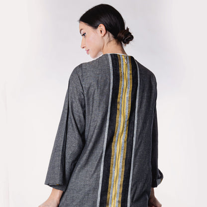 Silver linen Abaya