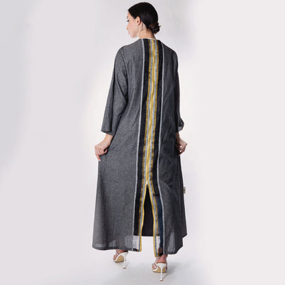 Silver linen Abaya