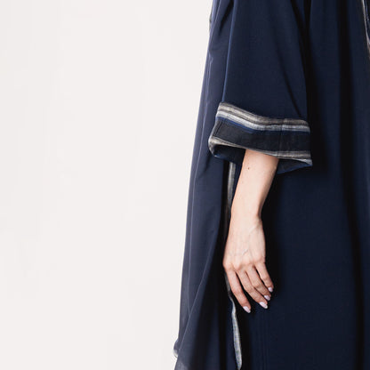 Dark blue soft linen Abaya