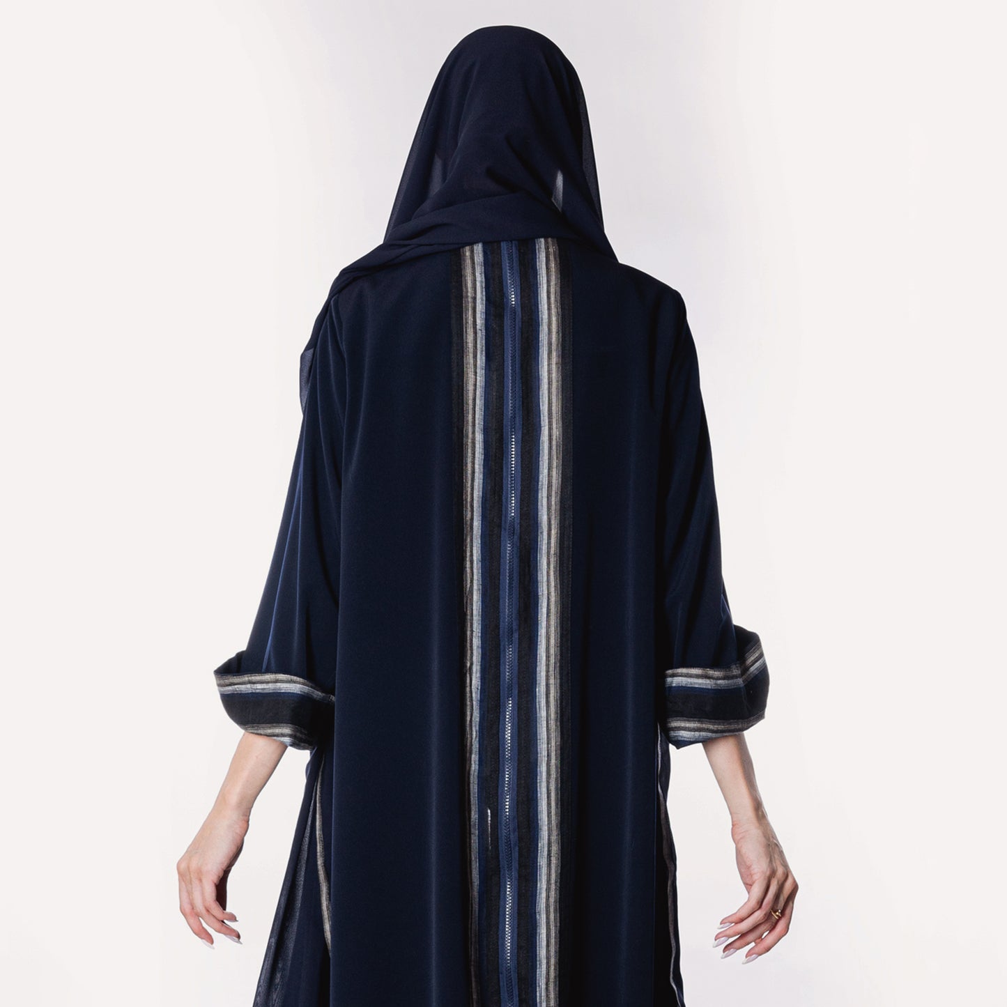 Dark blue soft linen Abaya