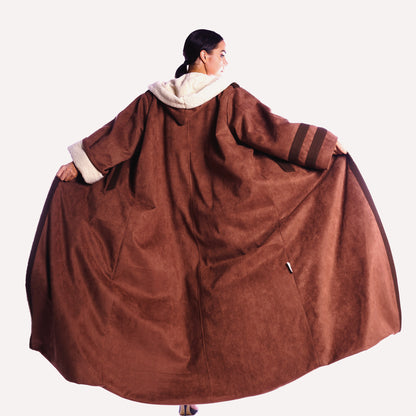 Winter Abaya Farwa collection - Brown Sweet Leather Abaya with fur