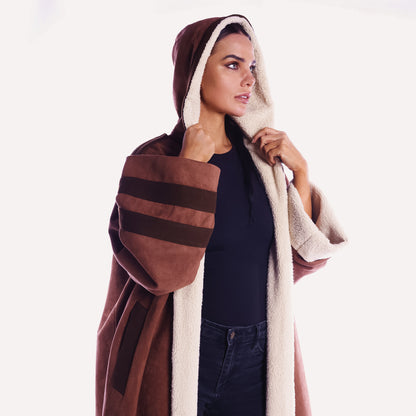 Winter Abaya Farwa collection - Brown Sweet Leather Abaya with fur