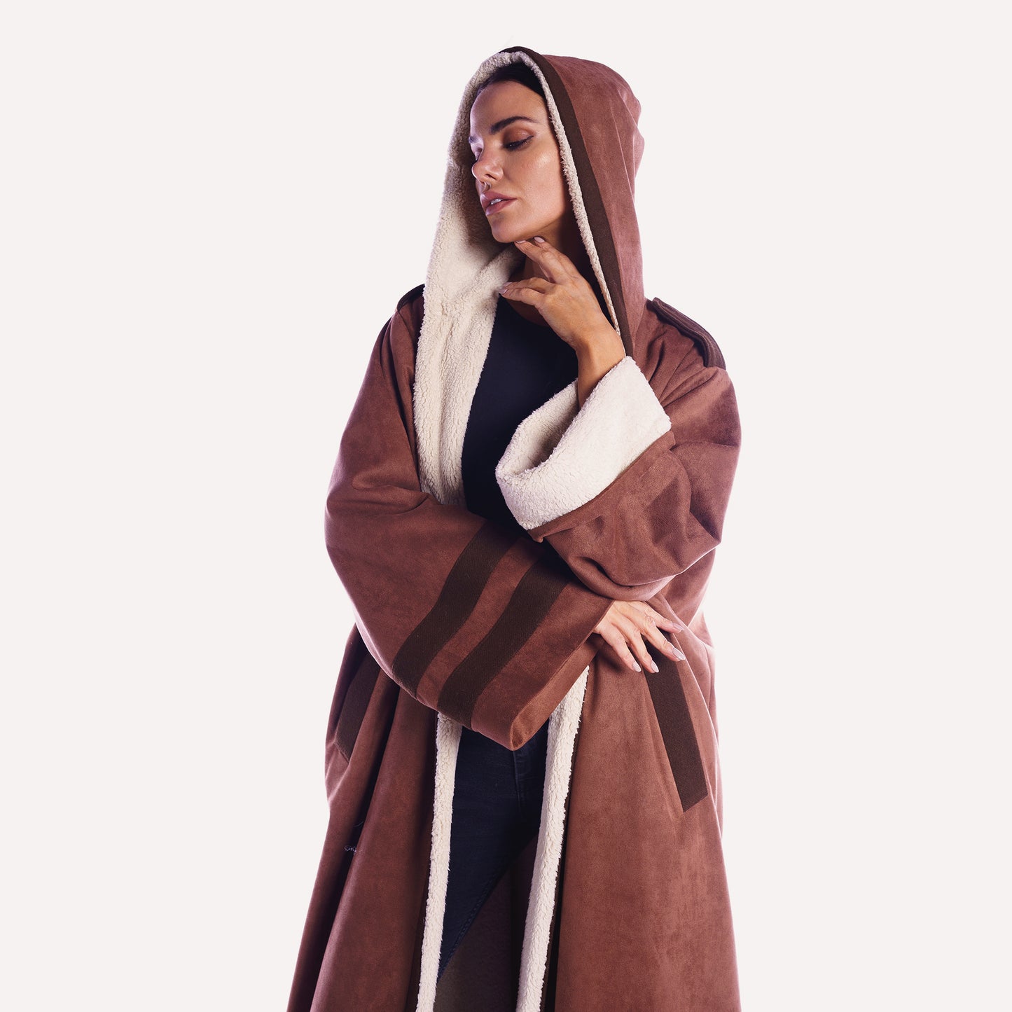 Winter Abaya Farwa collection - Brown Sweet Leather Abaya with fur