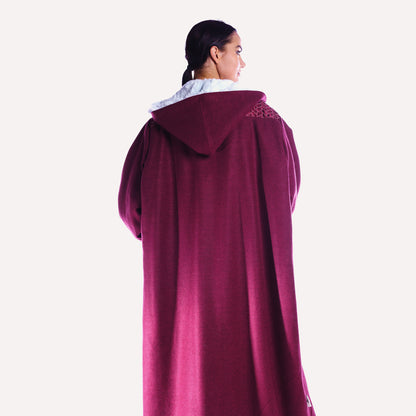 Winter Farwa collection - Maroon Woolen abaya with fur