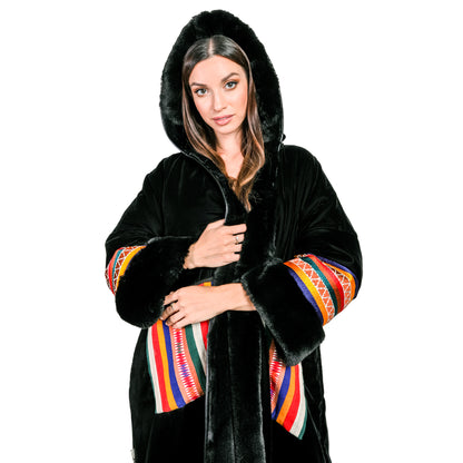 Winter Abaya Farwa Collection - Black Velvet Abaya with Fur